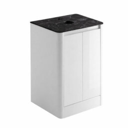 Plum&clay Mayfair Gloss White Freestanding Bathroom Vanity Unit With Black Slate Countertop (W)550mm (H)745mm - thumbnail 2