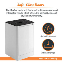 Plum&clay Mayfair Gloss White Freestanding Bathroom Vanity Unit With Black Slate Countertop (W)550mm (H)745mm - thumbnail 4