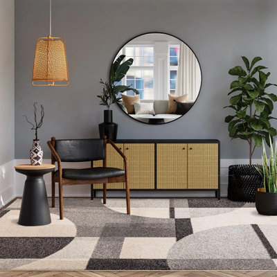 Grey Art Deco Geometric Modern Easy To Clean Rug For Dining Room-80Cm X 150Cm - image 1