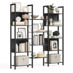 Bookcase Bookshelf 14 Shelves Shelf Unit Ebony Black And Ink Black - thumbnail 1