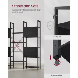 Bookcase Bookshelf 14 Shelves Shelf Unit Ebony Black And Ink Black - thumbnail 5