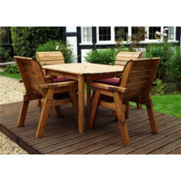 Marlborough Traditional Four Seater Rectangular Table Set With 4 X Grey Chair Cushion 1 X Grey Parasol & Base & Cushion Storage Bag - thumbnail 3