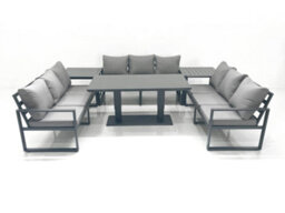 Fimous 9 Seater Garden Sofa Set Aluminium Furniture Rising Dining Tabe Set With 2 Side Tables Dark Grey - thumbnail 2