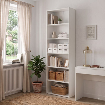 Shefa Line 6 Tier Bookcase 180, White - image 1