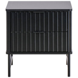 Wyld And Coco Novahome Two-Drawer Bedside Table Black Mdf Modern Nightstand - Compact Wall-Mountable Design - thumbnail 1