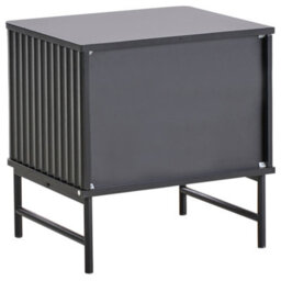 Wyld And Coco Novahome Two-Drawer Bedside Table Black Mdf Modern Nightstand - Compact Wall-Mountable Design - thumbnail 6