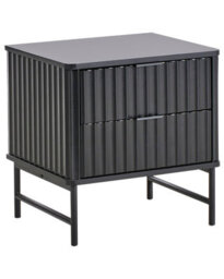 Wyld And Coco Novahome Two-Drawer Bedside Table Black Mdf Modern Nightstand - Compact Wall-Mountable Design - thumbnail 3
