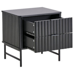 Wyld And Coco Novahome Two-Drawer Bedside Table Black Mdf Modern Nightstand - Compact Wall-Mountable Design - thumbnail 5