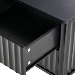 Wyld And Coco Novahome Two-Drawer Bedside Table Black Mdf Modern Nightstand - Compact Wall-Mountable Design - thumbnail 7