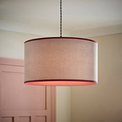 Valuelights Kiara Large 45Cm Linen With Pink Trim Inner Easy Fit Lamp Shade - image 1