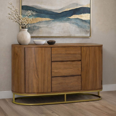 Teamson Home Walnut Veneer Sideboard With Live Edge Fronts, Natural - image 1