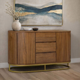 Teamson Home Walnut Veneer Sideboard With Live Edge Fronts, Natural - thumbnail 1