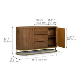 Teamson Home Walnut Veneer Sideboard With Live Edge Fronts, Natural - thumbnail 5