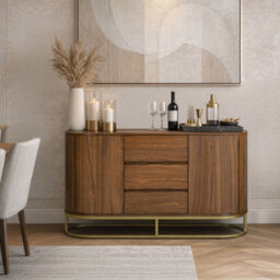 Teamson Home Walnut Veneer Sideboard With Live Edge Fronts, Natural - thumbnail 3
