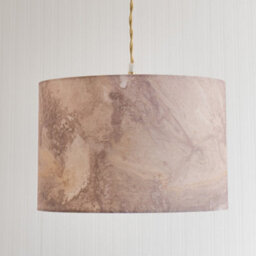 Valuelights Leanne Marble Effect Fabric Drum Easy Fit Ceiling Lamp Shade With Bulb (D)35Cm - thumbnail 1