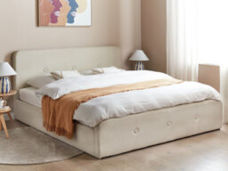 Beliani Ottoman Bed Faux Linen Rennes 180 X 200 Cm (Eu Super King) Beige - thumbnail 2