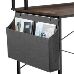 Tectake Desk - With Shelving And Fabric Storage Bag 120 Cm - Industrial Wood Dark, Rustic - thumbnail 3