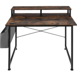 Tectake Desk - With Shelving And Fabric Storage Bag 120 Cm - Industrial Wood Dark, Rustic - thumbnail 2