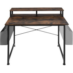 Tectake Desk - With Shelving And Fabric Storage Bag 120 Cm - Industrial Wood Dark, Rustic - thumbnail 6