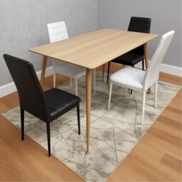 Kosy Koala Modern Rectangle Wood Effect Dining Table Set With 4 Mix Faux Leather Chairs Dining Room Furniture - thumbnail 1