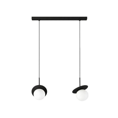 Luminosa Lighting Luminosa Aura Bar Pendant Ceiling Light Black White Glass Shade 2X E27 - image 1