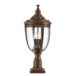 Luminosa Lighting Luminosa English Bridle 3 Light Large Outdoor Pedestal Light British Bronze Ip44, E14