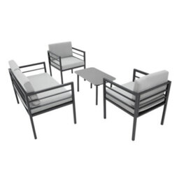 More4Homes Rhodes Garden Sofa Set 4 Seater Outdoor Garden Furniture Set With Glass Table (Grey) - thumbnail 5