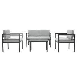 More4Homes Rhodes Garden Sofa Set 4 Seater Outdoor Garden Furniture Set With Glass Table (Grey) - thumbnail 4