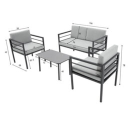 More4Homes Rhodes Garden Sofa Set 4 Seater Outdoor Garden Furniture Set With Glass Table (Grey) - thumbnail 9