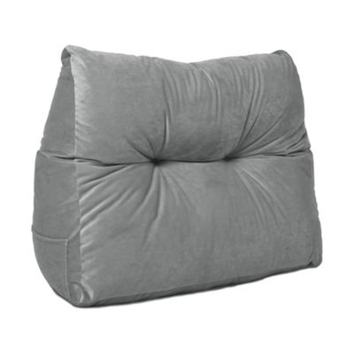 Lancashire Textiles Luxury Velvet Triangular Wedge Bedroom Armchair Grey Cushion 20 X 50 X 60Cm - image 1