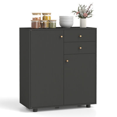 Gainoom Kitchen Black Sideboard Buffet Cabinet Coffee Bar Cabinet W/ 2 Drawers - image 1