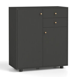 Gainoom Kitchen Black Sideboard Buffet Cabinet Coffee Bar Cabinet W/ 2 Drawers - thumbnail 2