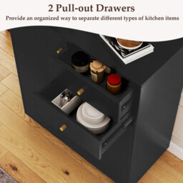 Gainoom Kitchen Black Sideboard Buffet Cabinet Coffee Bar Cabinet W/ 2 Drawers - thumbnail 6