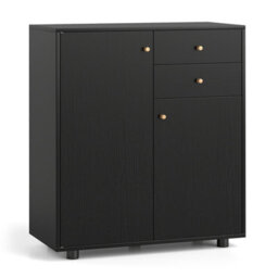 Gainoom Kitchen Black Sideboard Buffet Cabinet Coffee Bar Cabinet W/ 2 Drawers - thumbnail 5