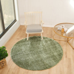 Livabliss Round Cloudy Shaggy-Solid Color Green Plush Soft Pile Living Bedroom Rug 160 X 160 Cm Easy Care, Non Shedding - thumbnail 2