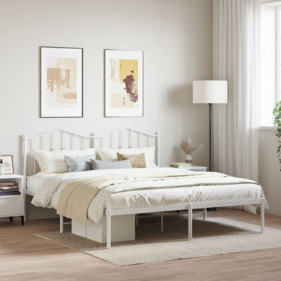 Berkfield Metal Bed Frame With Headboard White 180X200 Cm - image 1
