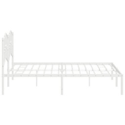 Berkfield Metal Bed Frame With Headboard White 180X200 Cm - thumbnail 6