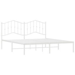 Berkfield Metal Bed Frame With Headboard White 180X200 Cm - thumbnail 4