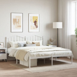 Berkfield Metal Bed Frame With Headboard White 180X200 Cm - thumbnail 1