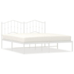 Berkfield Metal Bed Frame With Headboard White 180X200 Cm - thumbnail 2
