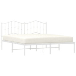Berkfield Metal Bed Frame With Headboard White 180X200 Cm - thumbnail 3