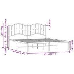Berkfield Metal Bed Frame With Headboard White 180X200 Cm - thumbnail 9