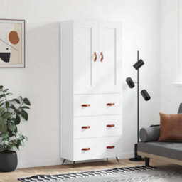 Berkfield Highboard White 69.5X34X180 Cm Engineered Wood - thumbnail 1