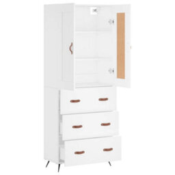 Berkfield Highboard White 69.5X34X180 Cm Engineered Wood - thumbnail 4