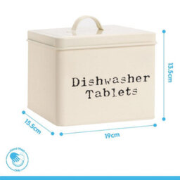 Harbour Housewares Dishwasher Tablet Storage Tin - Cream - Vintage Under Sink Metal Storage Canister Kitchen Caddy Container Tin - thumbnail 7