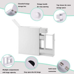 Hygrad Built to Survive Slim White Free Standing Bathroom Home Storage Cabinet With Over Toilet, Under Sink And Drawers - Narrow Cabinets For Kitchen - thumbnail 7