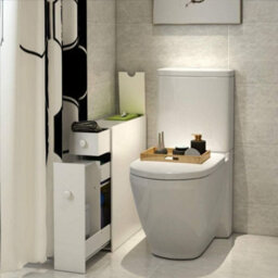 Hygrad Built to Survive Slim White Free Standing Bathroom Home Storage Cabinet With Over Toilet, Under Sink And Drawers - Narrow Cabinets For Kitchen - thumbnail 5