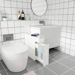 Hygrad Built to Survive Slim White Free Standing Bathroom Home Storage Cabinet With Over Toilet, Under Sink And Drawers - Narrow Cabinets For Kitchen - thumbnail 1