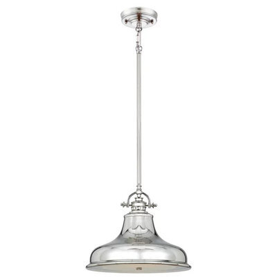 Quoizel Emery 1-Light Medium Pendant Metal & Glass Americana Style, Imperial Silver Finish, Dimmable, Adjustable Drop - image 1