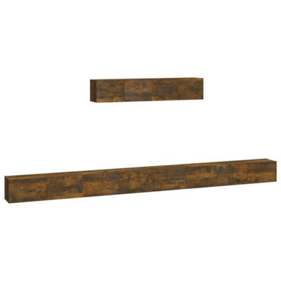 Berkfield Classic 4 Piece Tv Cabinet Set Smoked Oak Engineered Wood - image 1